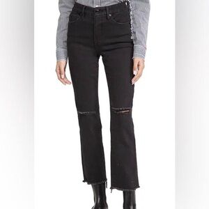 Good American Distressed Straight Leg Jeans